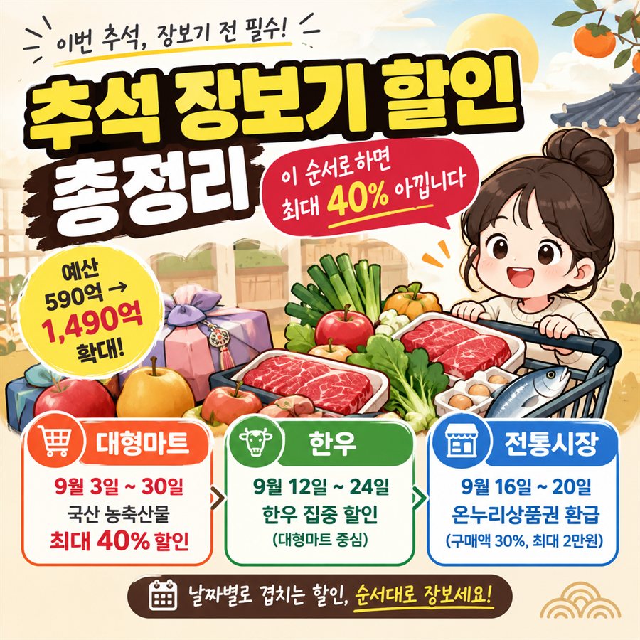 2026년 추석 장보기 할인 순서별 절약 방법 정리