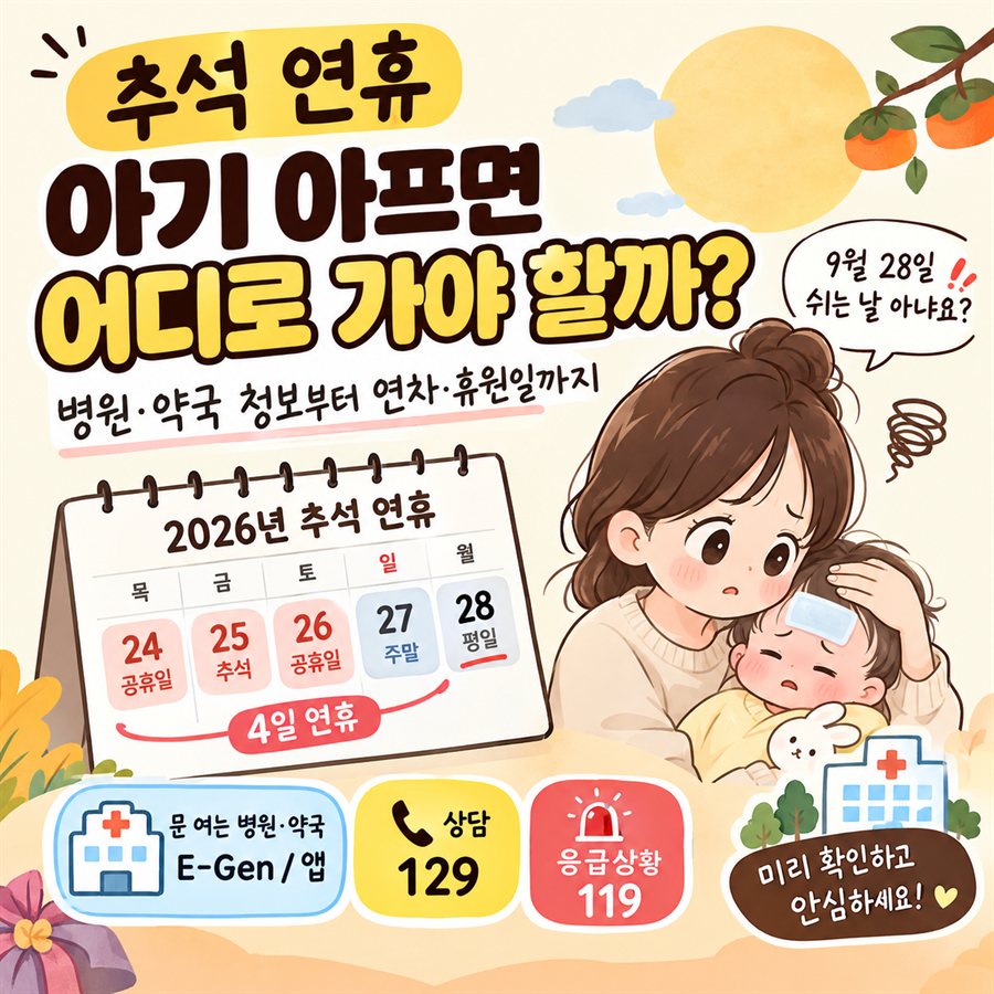 2026년 추석 연휴 문 여는 병원과 소아 진료 확인 방법