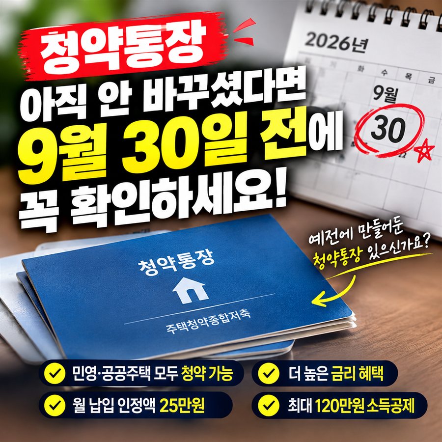 청약통장 전환 2026년 9월 30일 마감과 전환 이득 비교